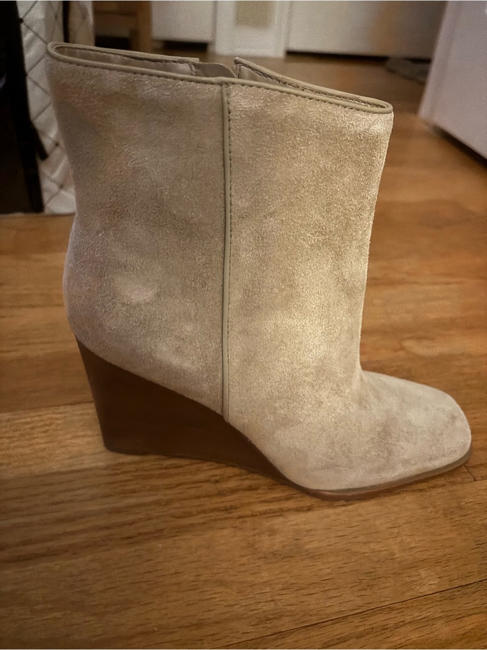 Dolce Vita Beige Suede Wedge Ankle Boots
